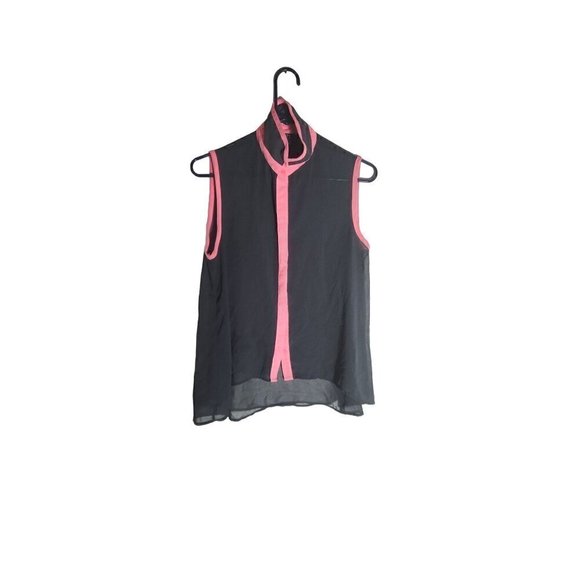 Rue 21 Sheer Sleeveless Blouse Black & Pink Medium - Picture 1 of 3